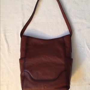 Frye cognac hobo purse side pockets- new